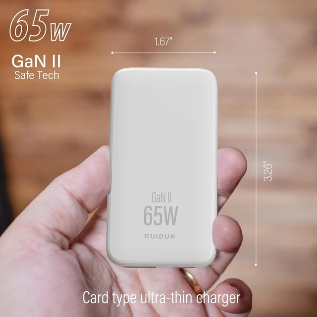 Alt view image 2 of 7 - 65W GaN USB C Charger,2 Port Flat USB Wall Charger,flodable Plug for Travel, with PD3.0&PPS for MacBook,Laptops,Tablets,for iPhone,iPad Pro,S22,XPS
