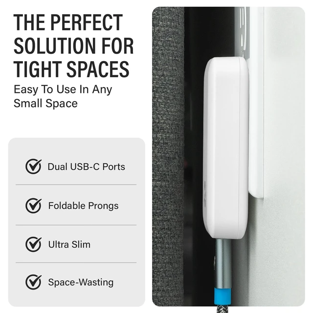 Alt view image 4 of 7 - WALLY Ultra Flat USB C Wall Charger, 65W Charging, Foldable Adapter | Travel Ready Fast Charging Block, Compatible with iPhone 18/17/16/15/14/13 Duo Pro Max Plus Air, Samsung, Macbook, AirPods