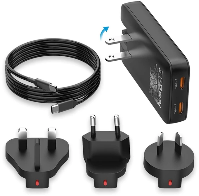 Main image of Ultra-Slim 65W USB C Travel Charger Block, 4-in-1 US UK EU AU USB Adapter | International Travel Essentials for iPhone 17 16 15 14, MacBook, iPad, Galaxy S25 S24 S23, Android Phones, Laptops