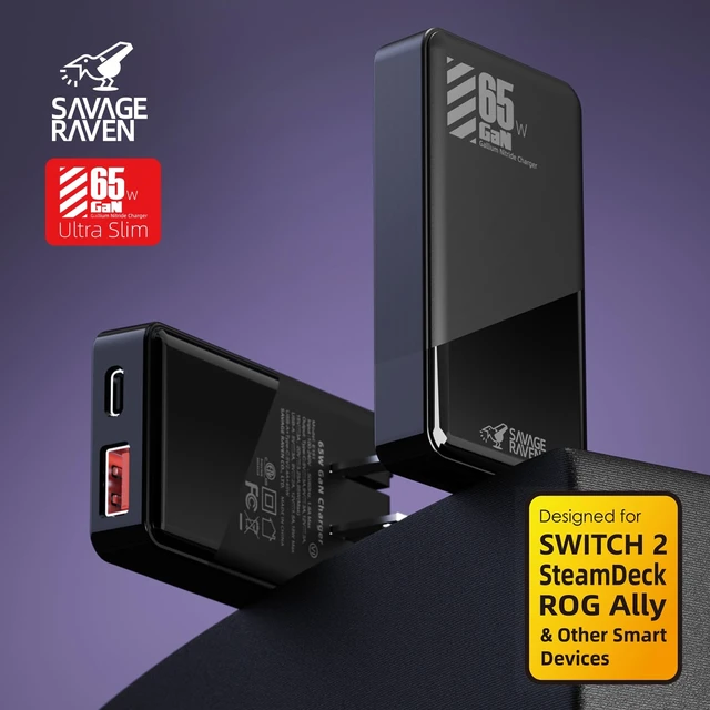 Alt view image 2 of 7 - 65W Ultra Slim GaN Power Adapter for Nintendo SWITCH2/Steam Deck/ROG Ally and Other Smart Devices