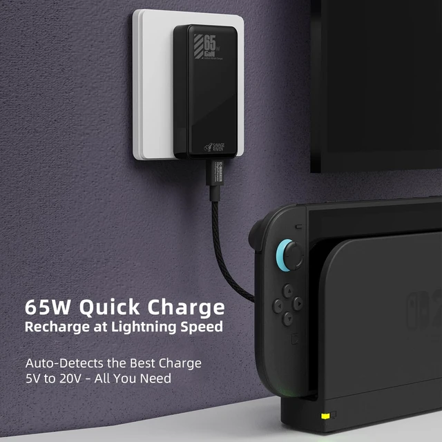 Alt view image 3 of 7 - 65W Ultra Slim GaN Power Adapter for Nintendo SWITCH2/Steam Deck/ROG Ally and Other Smart Devices