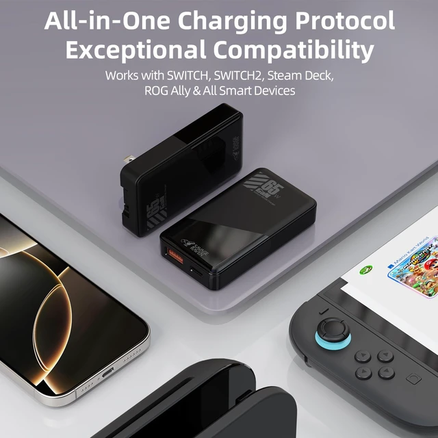 Alt view image 4 of 7 - 65W Ultra Slim GaN Power Adapter for Nintendo SWITCH2/Steam Deck/ROG Ally and Other Smart Devices