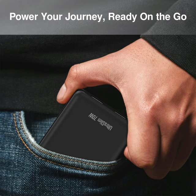 Alt view image 6 of 7 - UltraSlim 70W GaN II Dual USB-C PD Wall Charger - Compact Flat Plug Adapter with Foldable Design, Intelligent Power Allocation & Fast Charging for Laptops & Phones - Black