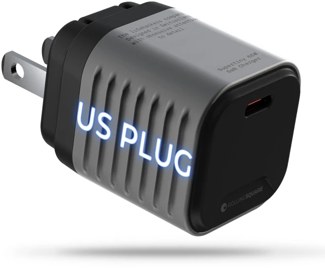 Main image of Supertiny - 65W USB-C GaN Wall Charger, Fast Charging Adapter with Foldable US Plug, Ultra-Compact Travel Charger for Phones, Tablets, Laptops and USB-C Devices (Only 1.7in Long)