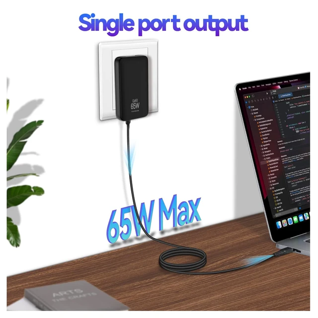 Alt view image 2 of 7 - 65W GaN USB C Ultra Slim Charger Block, 2-Port Compact Foldable Fast Charger Power Adapter for iPhone 17/16/15 Series, Galaxy S25/S24, Pixel 10/9, MacBook Pro/Air, iPad Pro 2026 New