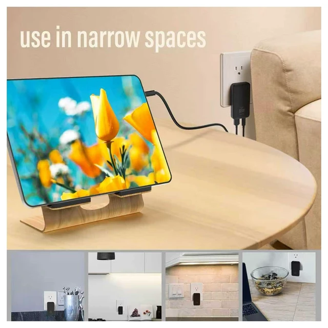 Alt view image 7 of 7 - 65W GaN USB C Ultra Slim Charger Block, 2-Port Compact Foldable Fast Charger Power Adapter for iPhone 17/16/15 Series, Galaxy S25/S24, Pixel 10/9, MacBook Pro/Air, iPad Pro 2026 New