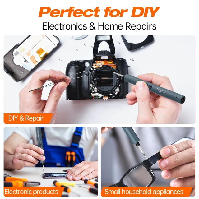 Alt view image 6 of 7 - Mini Electric Screwdriver Set with Sliding Storage Case, 75-in-1 Kit (71 Precision Bits), USB-C Rechargeable Cordless Screwdriver 200 RPM, 0.150.35 N·m Torque, 1/4" Hex, 3-LED Light
