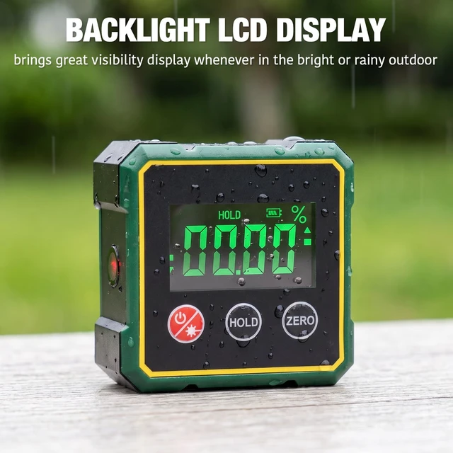 Alt view image 5 of 7 - 4*90° Digital Level Laser Inclinometer with 4-Side Magnetic | Backlit LCD Display Absolute & Relative Measurement, Magnetic Angle Tool for Table Saw, Carpentry and Home DIY Projects