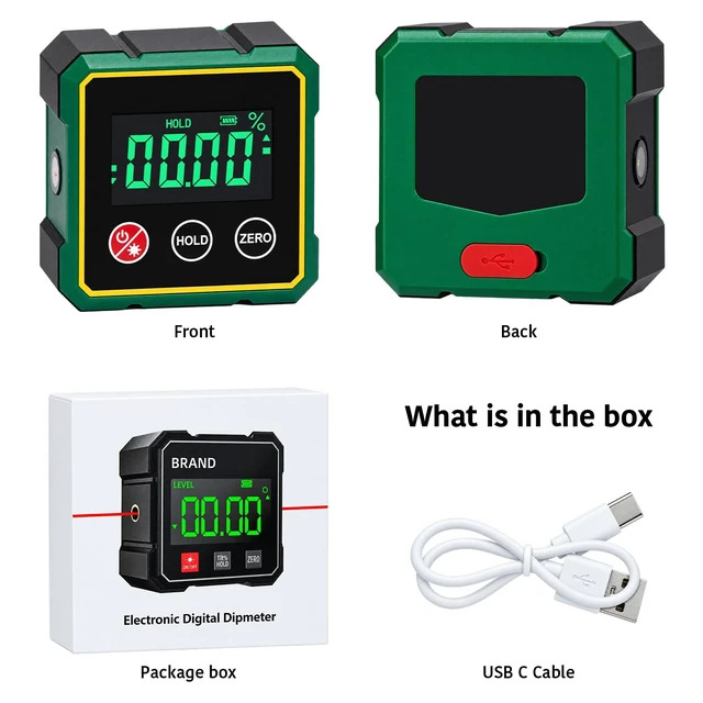 Alt view image 6 of 7 - 4*90° Digital Level Laser Inclinometer with 4-Side Magnetic | Backlit LCD Display Absolute & Relative Measurement, Magnetic Angle Tool for Table Saw, Carpentry and Home DIY Projects