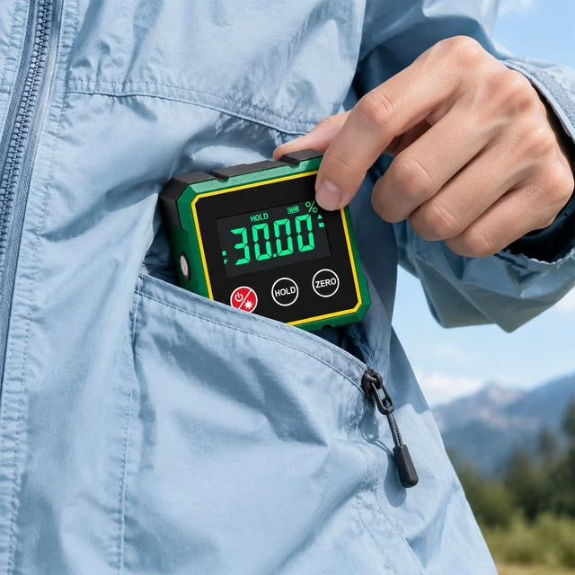 Alt view image 7 of 7 - 4*90° Digital Level Laser Inclinometer with 4-Side Magnetic | Backlit LCD Display Absolute & Relative Measurement, Magnetic Angle Tool for Table Saw, Carpentry and Home DIY Projects