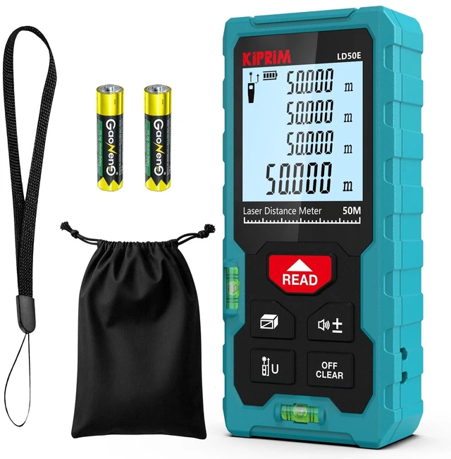 Main image of LD50E Laser Distance Measure,165ft/50M,Backlit LCD,Ft/M/in Switch | Highaccuracy compact laser measuring tool equipped with large backlit LCD.Supports ft/m/in unit switching and bubble level.