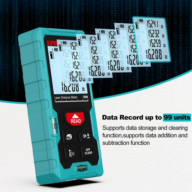 Alt view image 4 of 7 - LD50E Laser Distance Measure,165ft/50M,Backlit LCD,Ft/M/in Switch | Highaccuracy compact laser measuring tool equipped with large backlit LCD.Supports ft/m/in unit switching and bubble level.