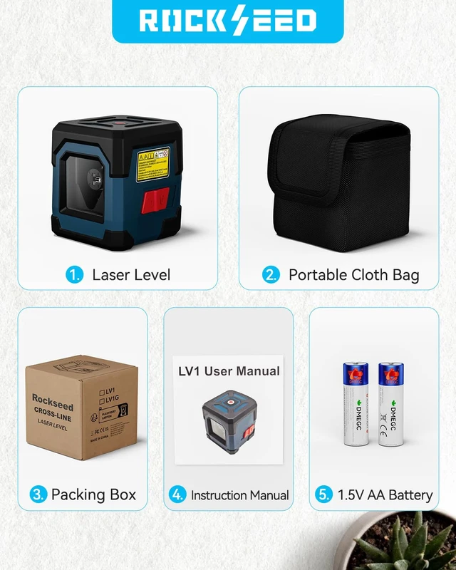 Alt view image 5 of 5 - Laser Level, Cross Line Laser with Self-Leveling, Vertical and Horizontal Line, Rotatable 360 Degree, Carrying Pouch, Battery Included (Red)