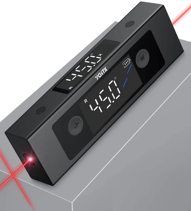 Main image of Dual Axis Digital Inclinometer with Dual Laser & Dual Display | Magnetic digital angle finder with aluminum housing, tripod-ready mount and X/Y axis measurement for alignment