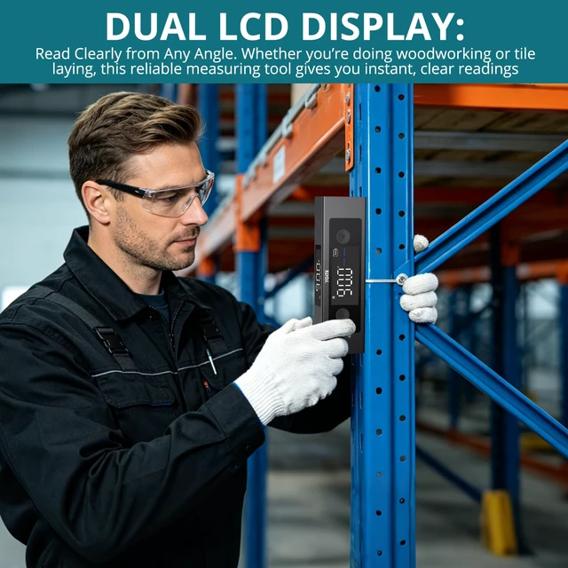Alt view image 2 of 7 - Dual Axis Digital Inclinometer with Dual Laser & Dual Display | Magnetic digital angle finder with aluminum housing, tripod-ready mount and X/Y axis measurement for alignment