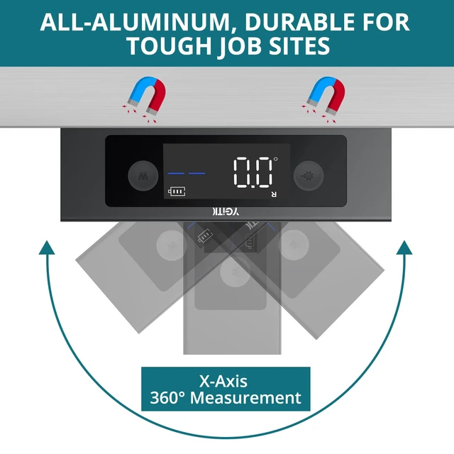 Alt view image 4 of 7 - Dual Axis Digital Inclinometer with Dual Laser & Dual Display | Magnetic digital angle finder with aluminum housing, tripod-ready mount and X/Y axis measurement for alignment