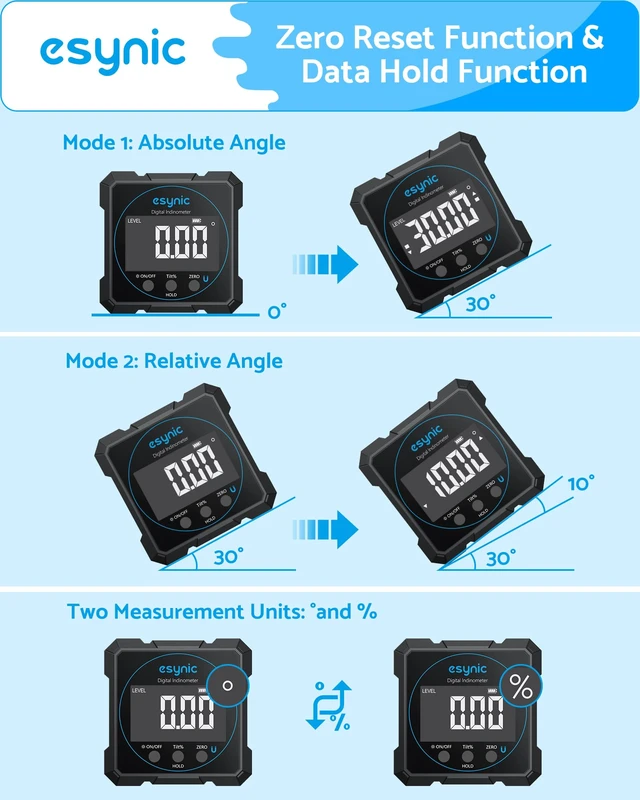 Alt view image 7 of 7 - IP54 Waterproof Digital Angle Finder with Laser-Portable Level Box-Type-C Rechargeable 4-Side Magnetic Angle Gauge-Backlit LCD-for Woodworking/Construction/Carpenters (Laser Level: Class II)