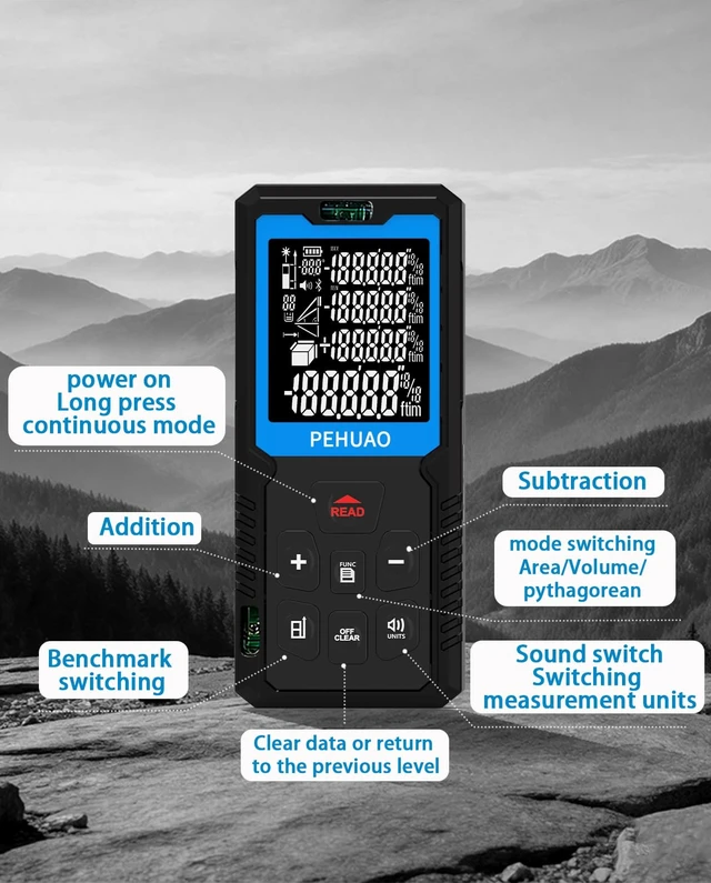 Alt view image 5 of 7 - 2-in-1Laser Measuring Tool, USB-C Rechargeable Digital Laser Tape Measure | 165Ft/50M Digital Laser Measurement 6.5Ft/3M Measuring Tape, Distance Meter with 2 Bubble LevelsM/in/Ft Unit