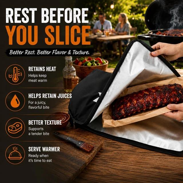 Alt view image 3 of 7 - Upgraded 21 in BBQ Blanket for Resting Meat, Insulated Brisket Bag | Smoker Accessories, 5-Layer, Wide Mouth, Reinforced Base, Leak-Resistant, Foldable, for Brisket and Turkey, Gift for Men