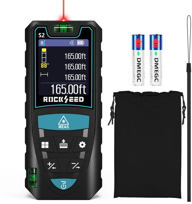 Main image of Laser Measuring Tool 165ft, S2C Red Beam Laser Measure with Rotatable HD IPS Color Screen, 12 Measurement Modes, 3 Leveling Modes, 5 Units Switchable, for Stake Marking/Distance/Area/Volume