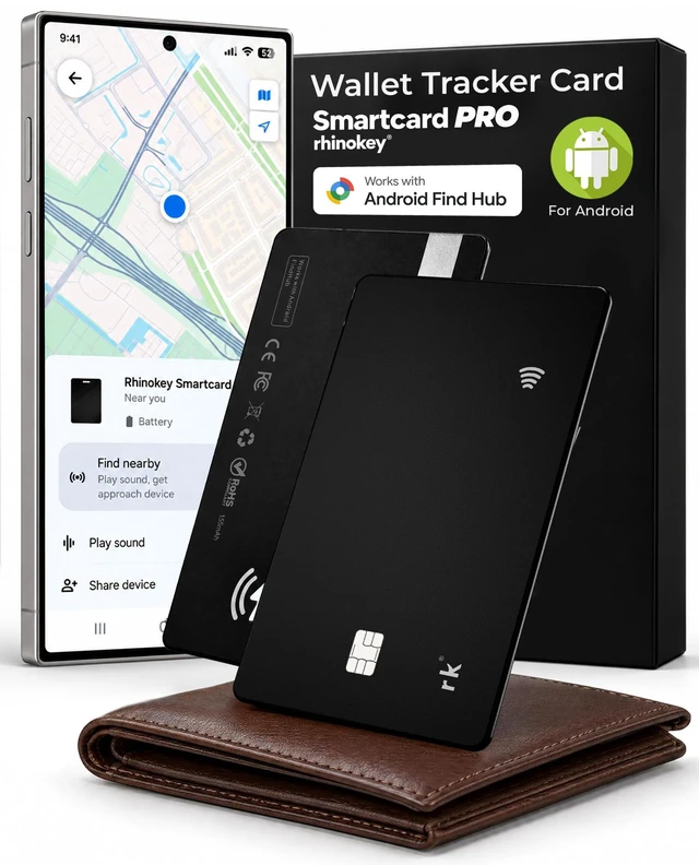 Main image of Wallet Tracker Card PRO Works with Google Find Hub 0.07in, IP68 | Slim Rechargeable Bluetooth Tracking Card for Wallet, Passport, Luggage Credit Card Design Item Finder