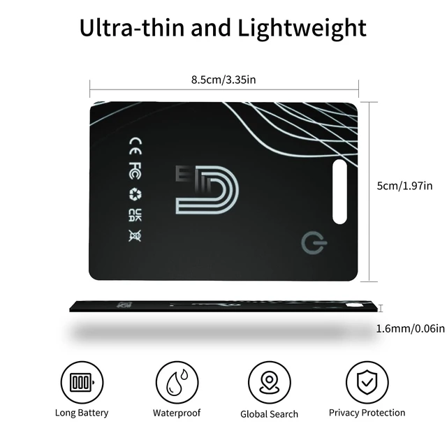 Alt view image 2 of 7 - Ultra-Thin Wallet Tracker Card Works with Apple Find My, Rechargeable Slim Tracking Card, Bluetooth Tracker for Wallets, Key Finder & Item Locator for Luggage, Passports - MFi Certified iOS Only