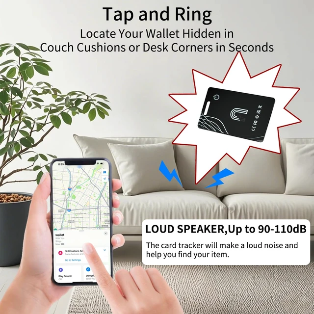 Alt view image 4 of 7 - Ultra-Thin Wallet Tracker Card Works with Apple Find My, Rechargeable Slim Tracking Card, Bluetooth Tracker for Wallets, Key Finder & Item Locator for Luggage, Passports - MFi Certified iOS Only