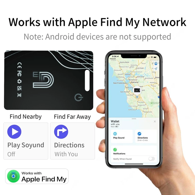 Alt view image 7 of 7 - Ultra-Thin Wallet Tracker Card Works with Apple Find My, Rechargeable Slim Tracking Card, Bluetooth Tracker for Wallets, Key Finder & Item Locator for Luggage, Passports - MFi Certified iOS Only