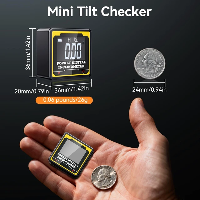 Alt view image 6 of 7 - Magnetic Digital Angle Finder,Pocket-Sized 1.42 4-Sided Inclinometer with Backlit LCD,±0.2° High Precision,USBC Rechargeable,IP54 Waterproof for Construction,Metalworking&DIY Projects