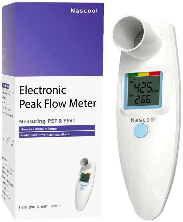 Main image of Peak Flow Meter for Adults & Kids | Home Medical, PEF & FEV1 Measurement, Risk Indicator, LCD Screen, Accurate & Reliable