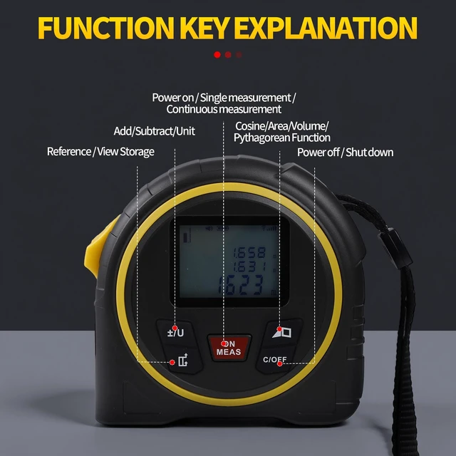 Alt view image 3 of 5 - Laser Tape Measure 131FT, 3-in-1 Laser Distance Meter with Tape Measure, LCD Display, Portable Measuring Tool for Home, Construction, DIY