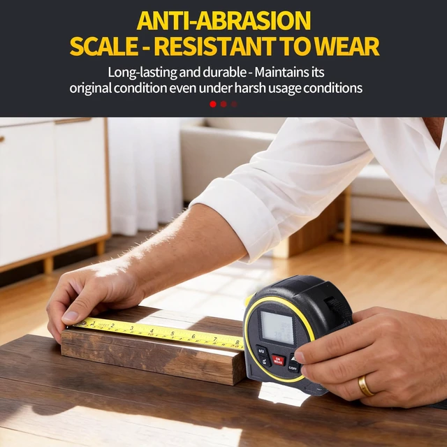 Alt view image 5 of 5 - Laser Tape Measure 131FT, 3-in-1 Laser Distance Meter with Tape Measure, LCD Display, Portable Measuring Tool for Home, Construction, DIY