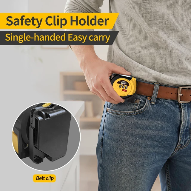 Alt view image 5 of 7 - Laser Measuring Tape 3-in-1 Tape Measure with Laser Distance Meter | 131Ft/16Ft Measuring Tape, Electric Laser Measuring Tool with LCD Display, Pythagorean Area Volume, Ft/In/M for Construction