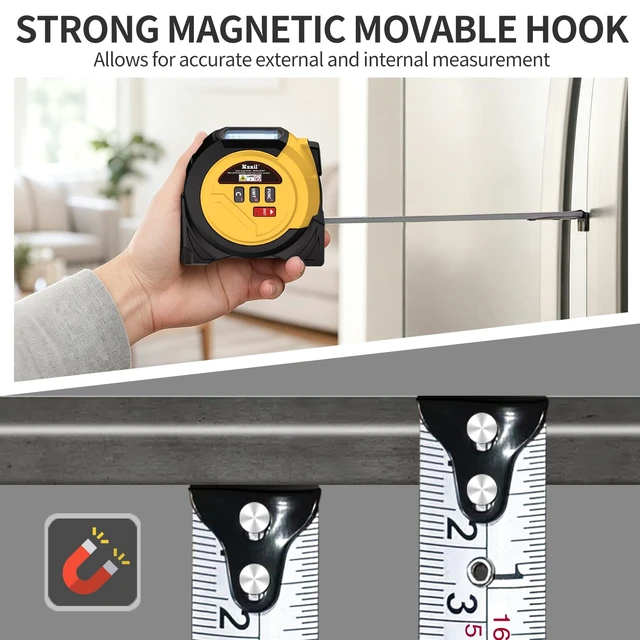 Alt view image 7 of 7 - Laser Measuring Tape 3-in-1 Tape Measure with Laser Distance Meter | 131Ft/16Ft Measuring Tape, Electric Laser Measuring Tool with LCD Display, Pythagorean Area Volume, Ft/In/M for Construction