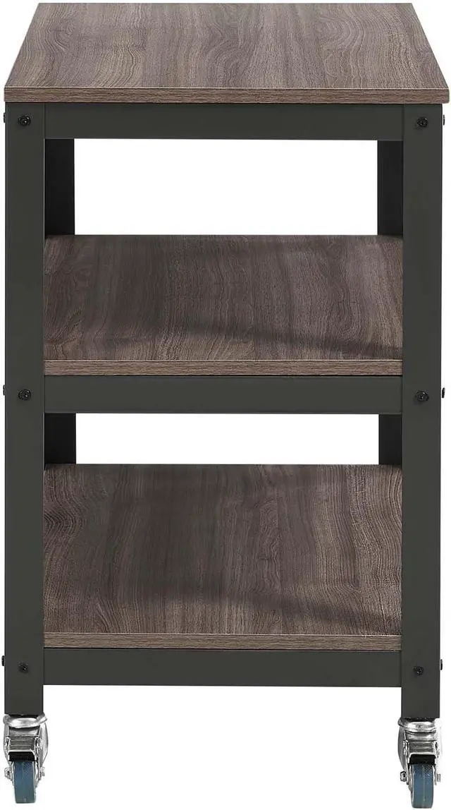 Alt view image 4 of 6 - Vivify Industrial Modern Three Tiered Serving Stand Rolling Cart in Gray Walnut