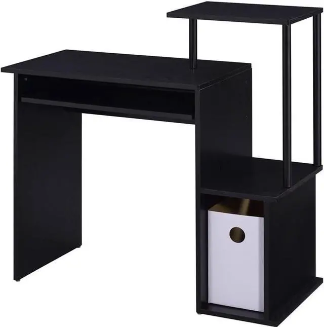 Main image of Lyphre Wooden Rectangle Top Computer Desk with Keyboard Tray in Black