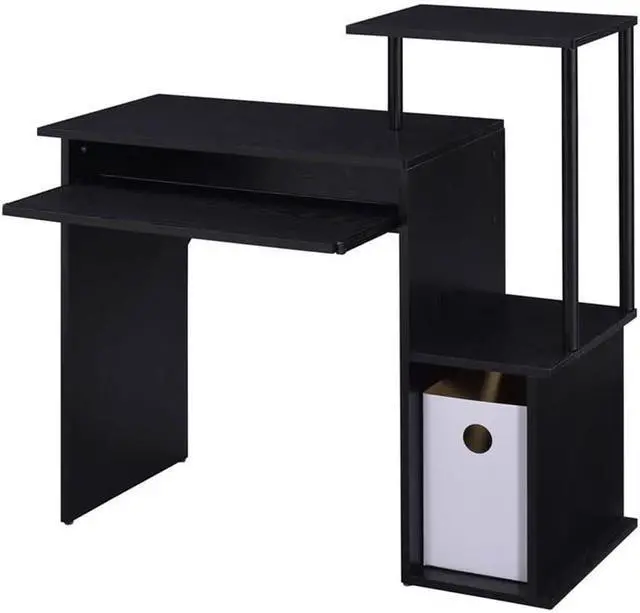 Alt view image 5 of 7 - Lyphre Wooden Rectangle Top Computer Desk with Keyboard Tray in Black