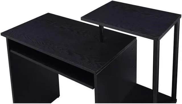 Alt view image 6 of 7 - Lyphre Wooden Rectangle Top Computer Desk with Keyboard Tray in Black