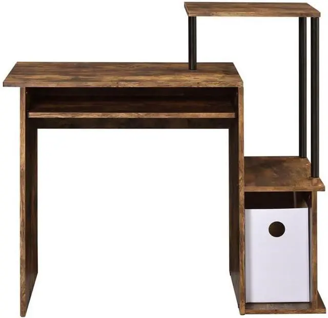 Alt view image 4 of 7 - Lyphre Wooden Top Computer Desk in Weathered Oak and Black