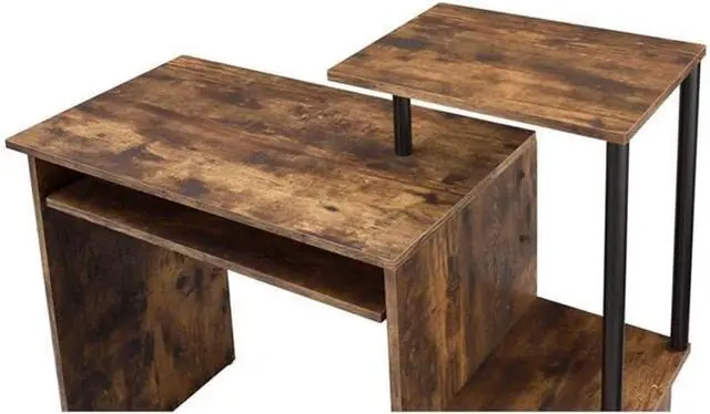Alt view image 6 of 7 - Lyphre Wooden Top Computer Desk in Weathered Oak and Black
