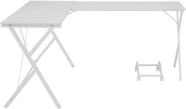 Alt view image 4 of 14 - Demas Wooden Top L-Shaped Computer Desk with Computer Holder in White