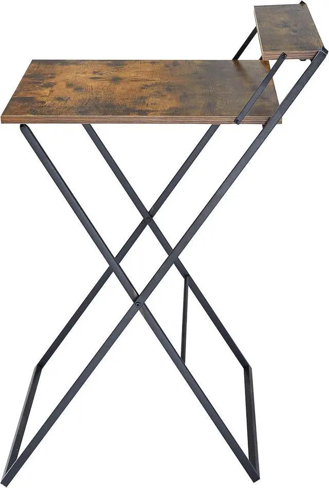 Alt view image 4 of 5 - Foldable 2 Tier Compact Computer Desk, Wood/Black