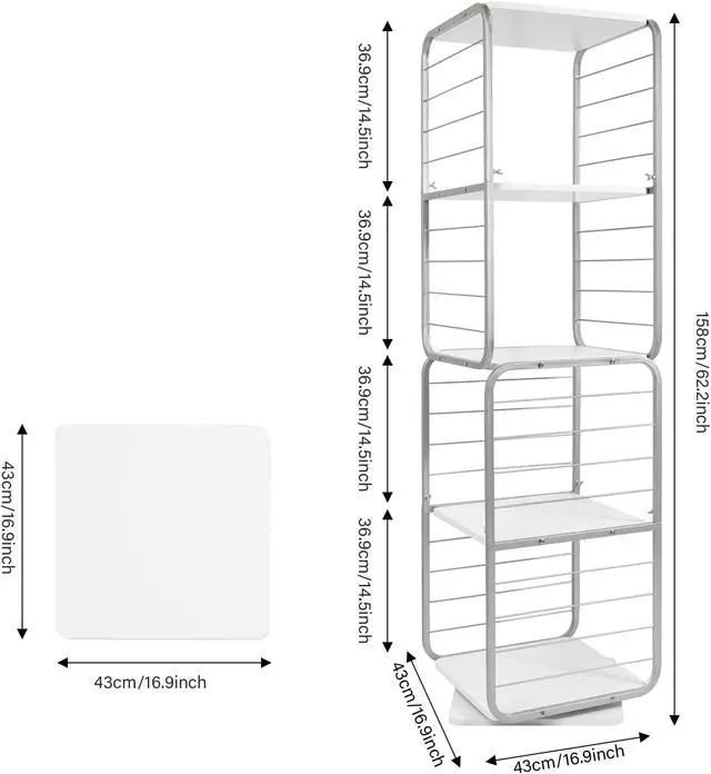 Alt view image 3 of 7 - 4-Tier Corner Bookcase for Small Space, White Bookcase Book Storage, Tall Narrow Corner Book Shelf for Small Space (Gray)