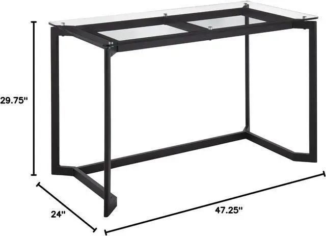 Alt view image 3 of 7 - Masters Glass Desk, Home Office Desk, Computer Desk, Black Desk, Small Desk for Bedroom, Gaming Desk, Mid Century Modern Desk