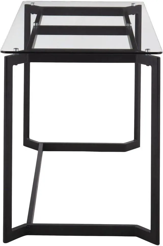Alt view image 4 of 7 - Masters Glass Desk, Home Office Desk, Computer Desk, Black Desk, Small Desk for Bedroom, Gaming Desk, Mid Century Modern Desk
