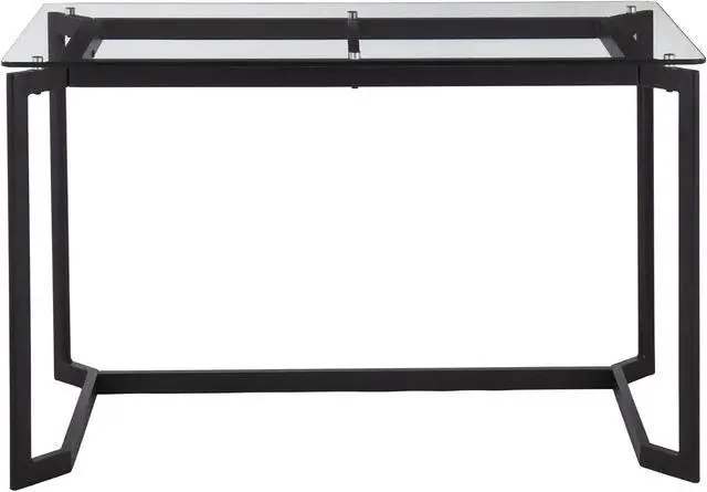 Alt view image 7 of 7 - Masters Glass Desk, Home Office Desk, Computer Desk, Black Desk, Small Desk for Bedroom, Gaming Desk, Mid Century Modern Desk