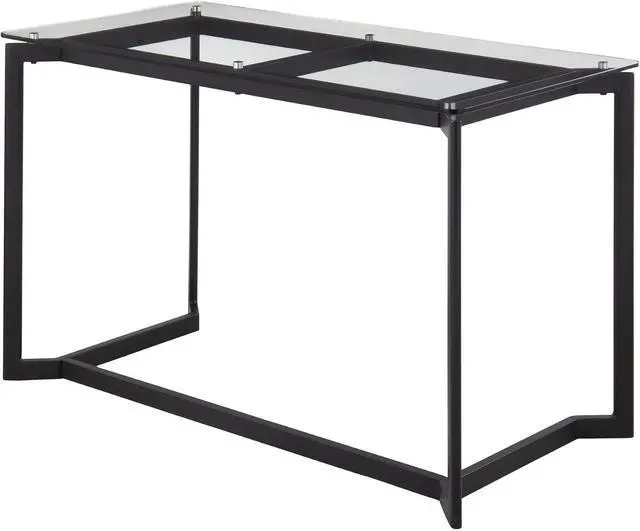 Alt view image 5 of 7 - Masters Glass Desk, Home Office Desk, Computer Desk, Black Desk, Small Desk for Bedroom, Gaming Desk, Mid Century Modern Desk