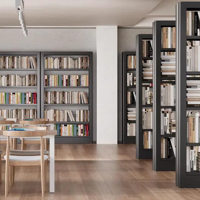 Alt view image 6 of 7 - 37''W Metal Bookshelf,5-Tier Heavy Duty Bookshelf,Metal Bookcase with Adjustable Shelves,Tall and Sturdy Bookshelf with Bookends and Book Stoppers,Modern Bookshelf for LivingRoom,Library,Office