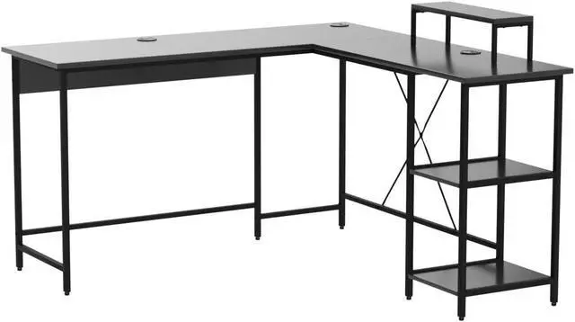 Alt view image 5 of 7 - L Shaped Desk - Corner L Desk for Home Office, Gaming Desk L Shape, Computer Workstation, Ideal Space-Saving Solution for Gamers and Professionals, Sturdy and Durable Construction