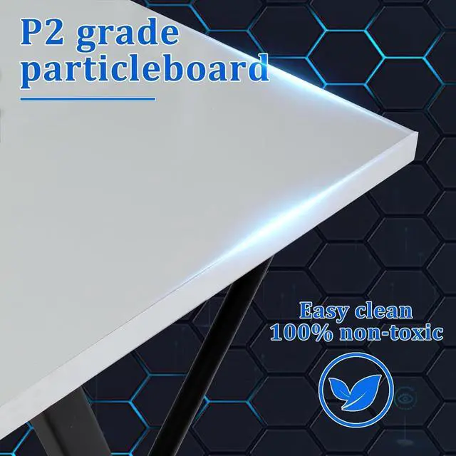 Alt view image 4 of 7 - 51 inch L Shaped Gaming Desk, Computer Desk for Bedroom, White L shaped Desk for Gaming,Home Office Desks with Detachable Monitor Stand, Corner Desk for Small Place,Large,Carbon Fiber,White desk